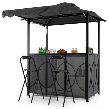 Grill Gazebo With Awning, 3-Piece Outdoor BBQ Canopy, Gray Canopies Gray at Gallery Canada