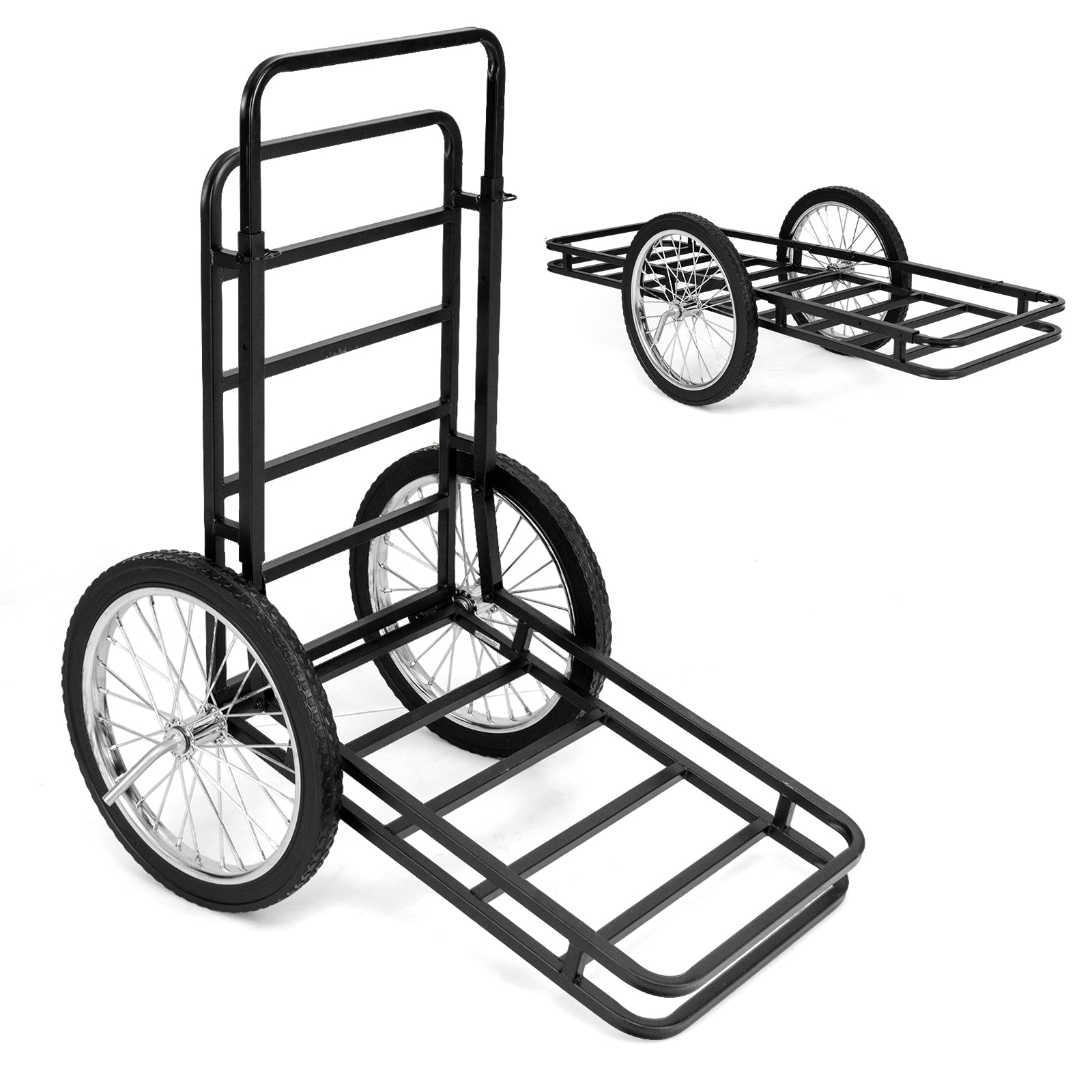 Double-Layer Deer Cart with 20 Inch Rubber Wheels, Black Camping at Gallery Canada