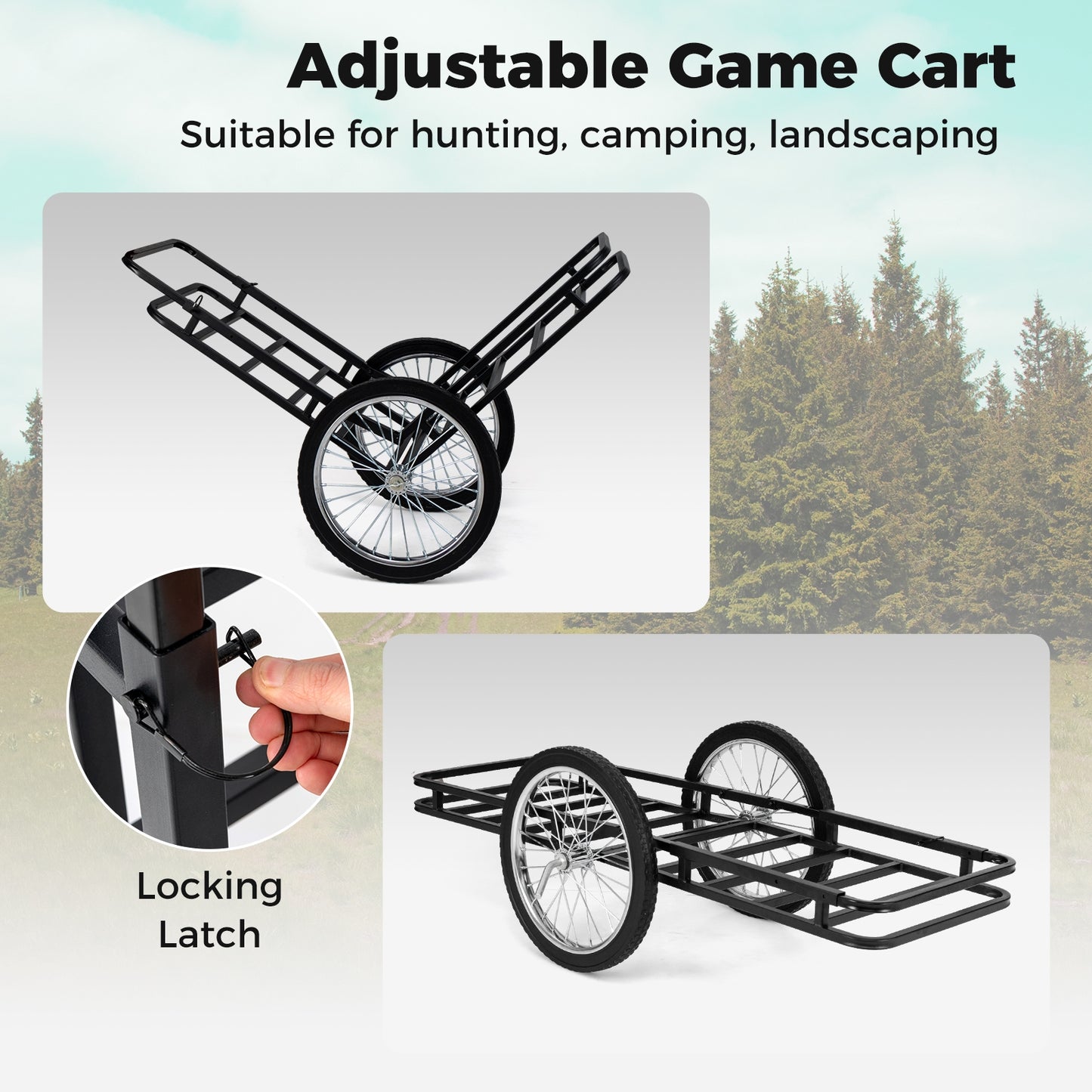 Double-Layer Deer Cart with 20 Inch Rubber Wheels, Black Camping at Gallery Canada