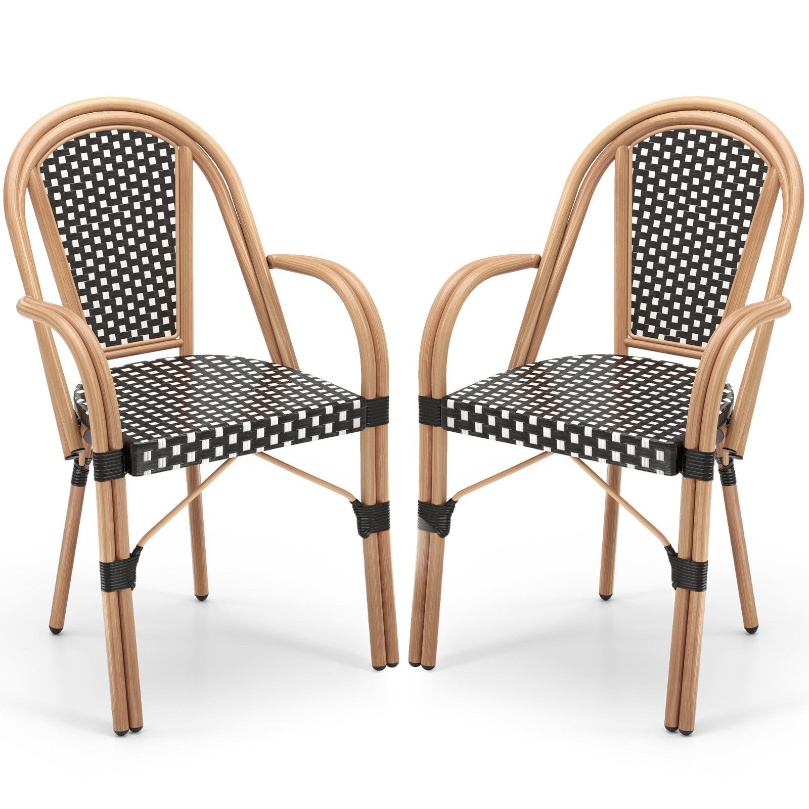Hand-Woven PE Wicker Outdoor Bistro Chairs, Set of 2, Black Patio Dining Chairs Black at Gallery Canada