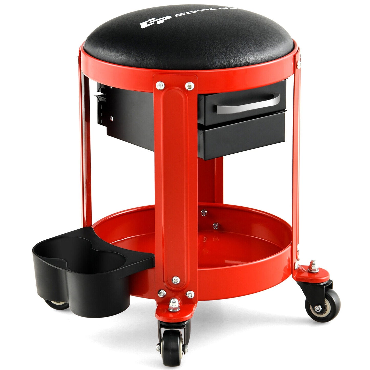 Rolling Mechanic Stool with Removable Padded Seat and Drawers Garages Black, Red at Gallery Canada