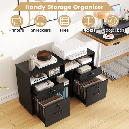 File Cabinet with Lock Mobile Lateral Filing Storage Organizer Modern Rolling Printer Stand, Black File Cabinets at Gallery Canada