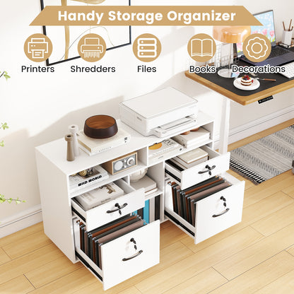 File Cabinet with Lock Mobile Lateral Filing Storage Organizer Modern Rolling Printer Stand, White File Cabinets at Gallery Canada