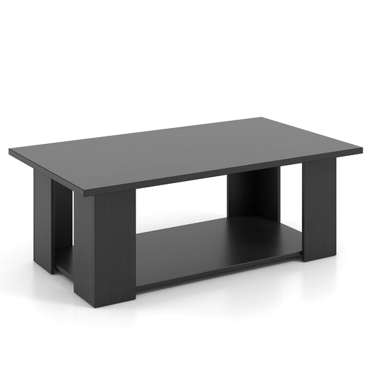 36/41 Inch Wooden Coffee Table With Storage Shelf, Black Coffee Tables Black at Gallery Canada