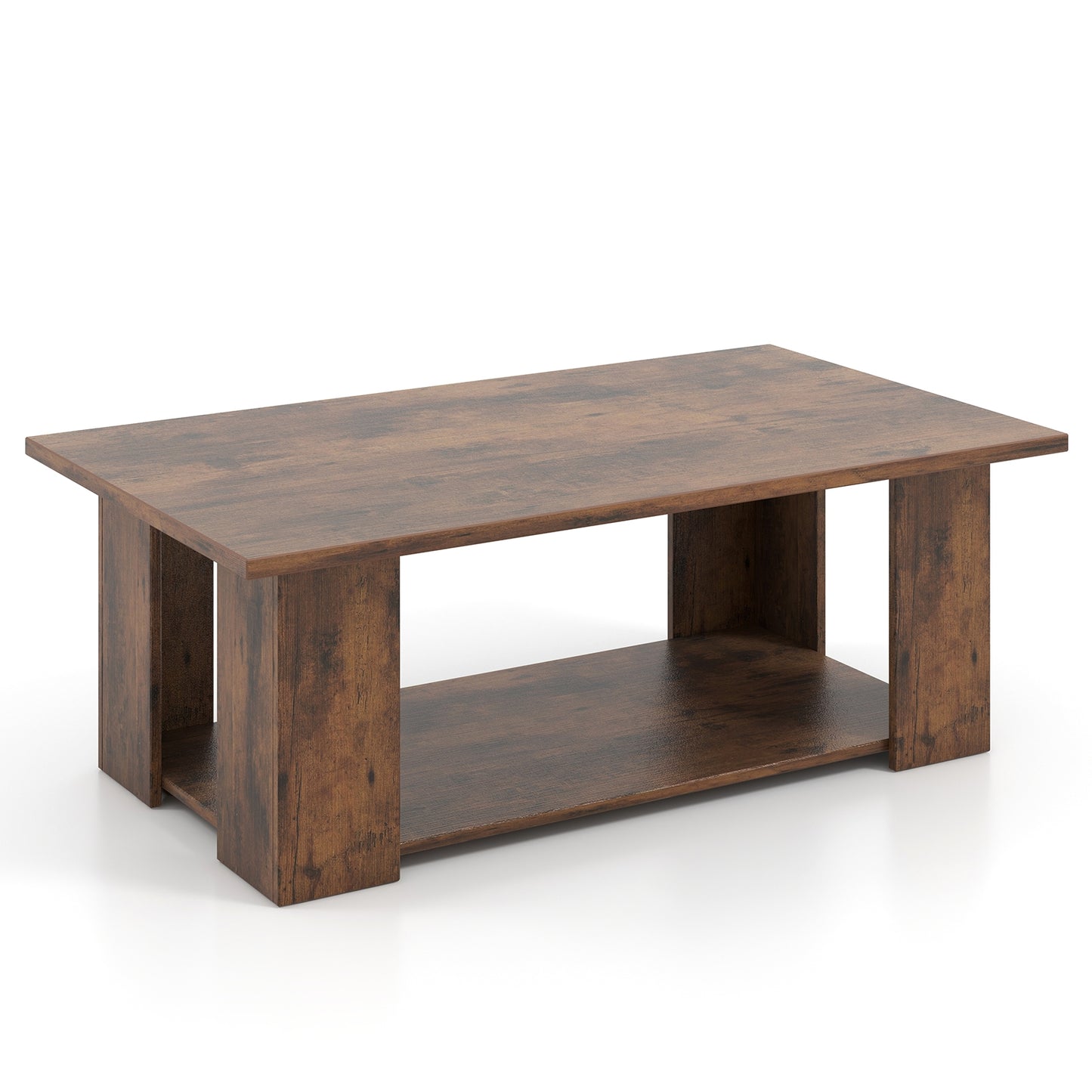 36/41 Inch 2-Tier Wooden Coffee Table With Storage Shelf Coffee Tables Coffee at Gallery Canada