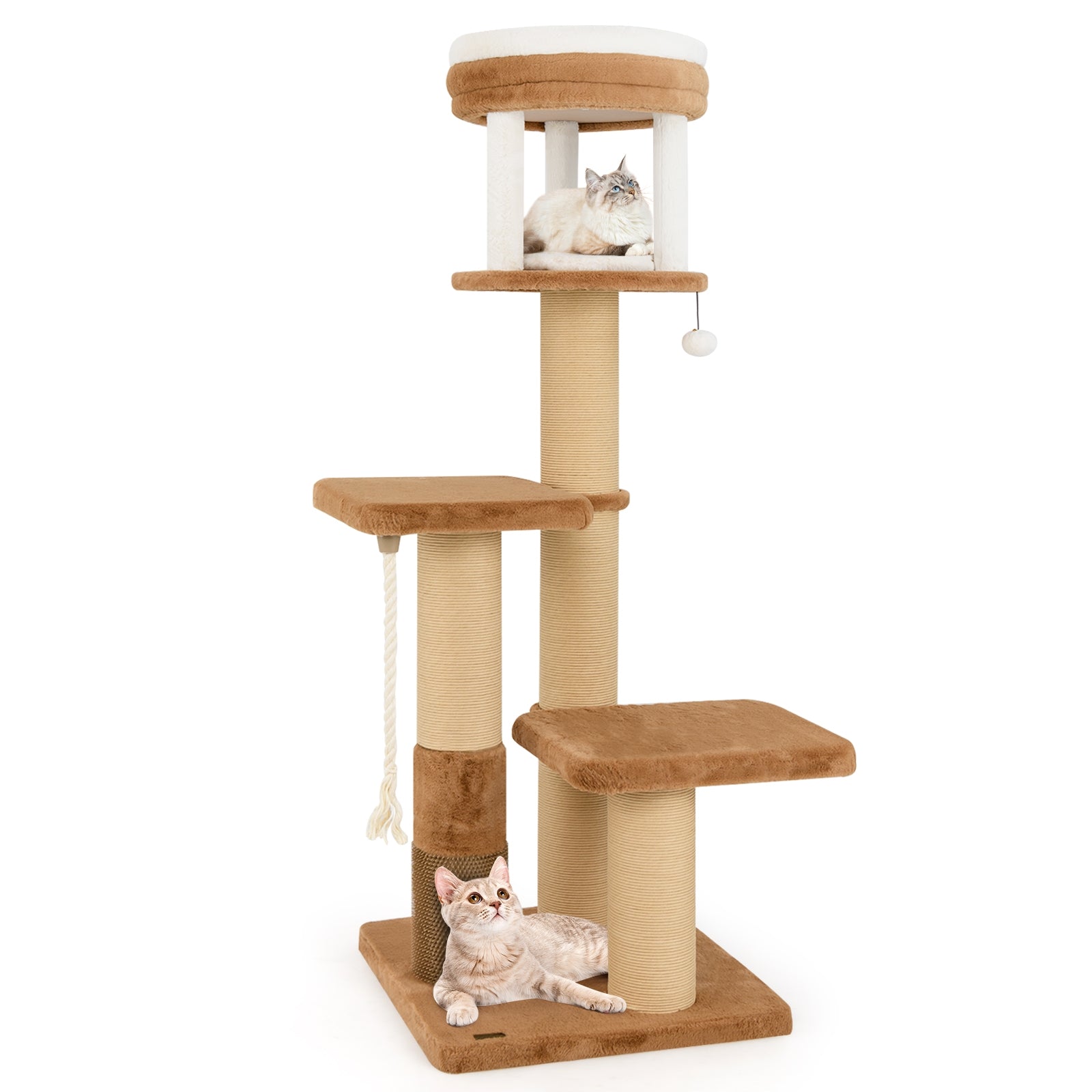 65 Inches Tall Cat Tree, Self-Groomer, Removable Cat Bed, Coffee Cat Trees Condos & Scratchers at Gallery Canada