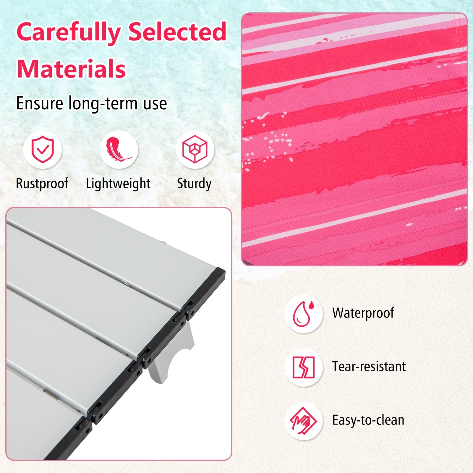 2 Packs 5-Position Outdoor Folding Backpack Beach Table Chair Reclining Chair Set, Pink Beach & Lawn Chairs at Gallery Canada