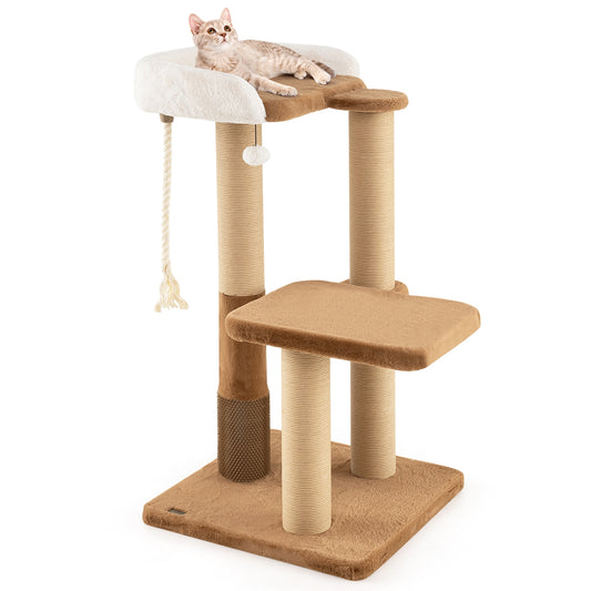 44 Inches Cat Tree, Plush Padded Perch, Dangling Ball, Coffee Cat Trees Condos & Scratchers Coffee at Gallery Canada