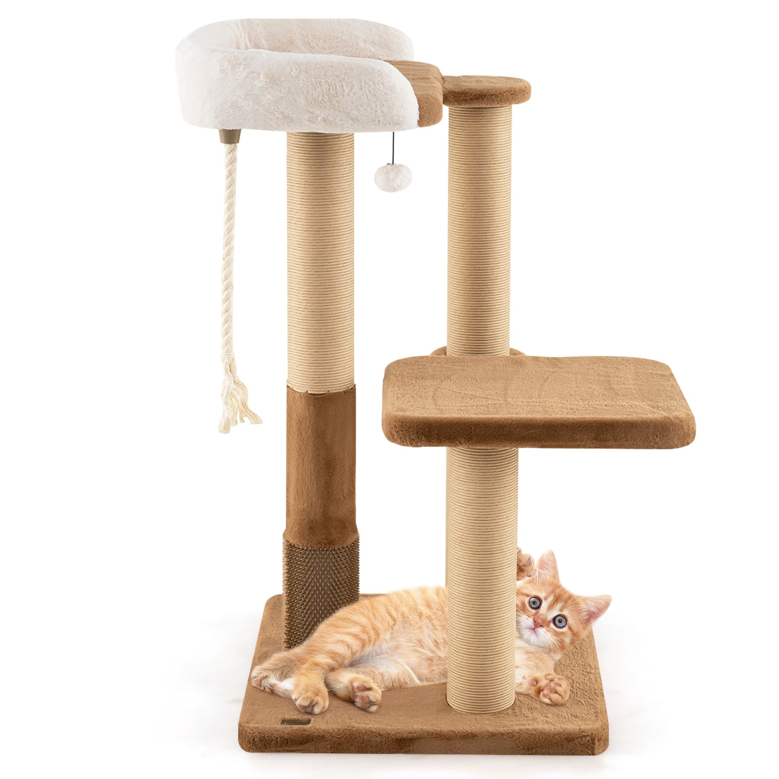 44 Inches Modern Cat Tree for Indoor Cats with Plush Padded Perch and Dangling Ball, Coffee Cat Trees Condos & Scratchers at Gallery Canada