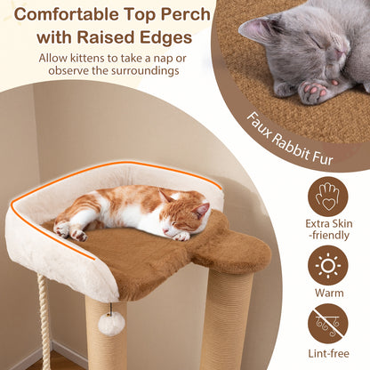 44 Inches Modern Cat Tree for Indoor Cats with Plush Padded Perch and Dangling Ball, Coffee Cat Trees Condos & Scratchers at Gallery Canada
