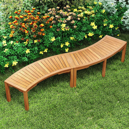 Set of 1 Outdoor Bench Acacia Wood Curved Garden Bench 2-Person, Natural Outdoor Benches at Gallery Canada