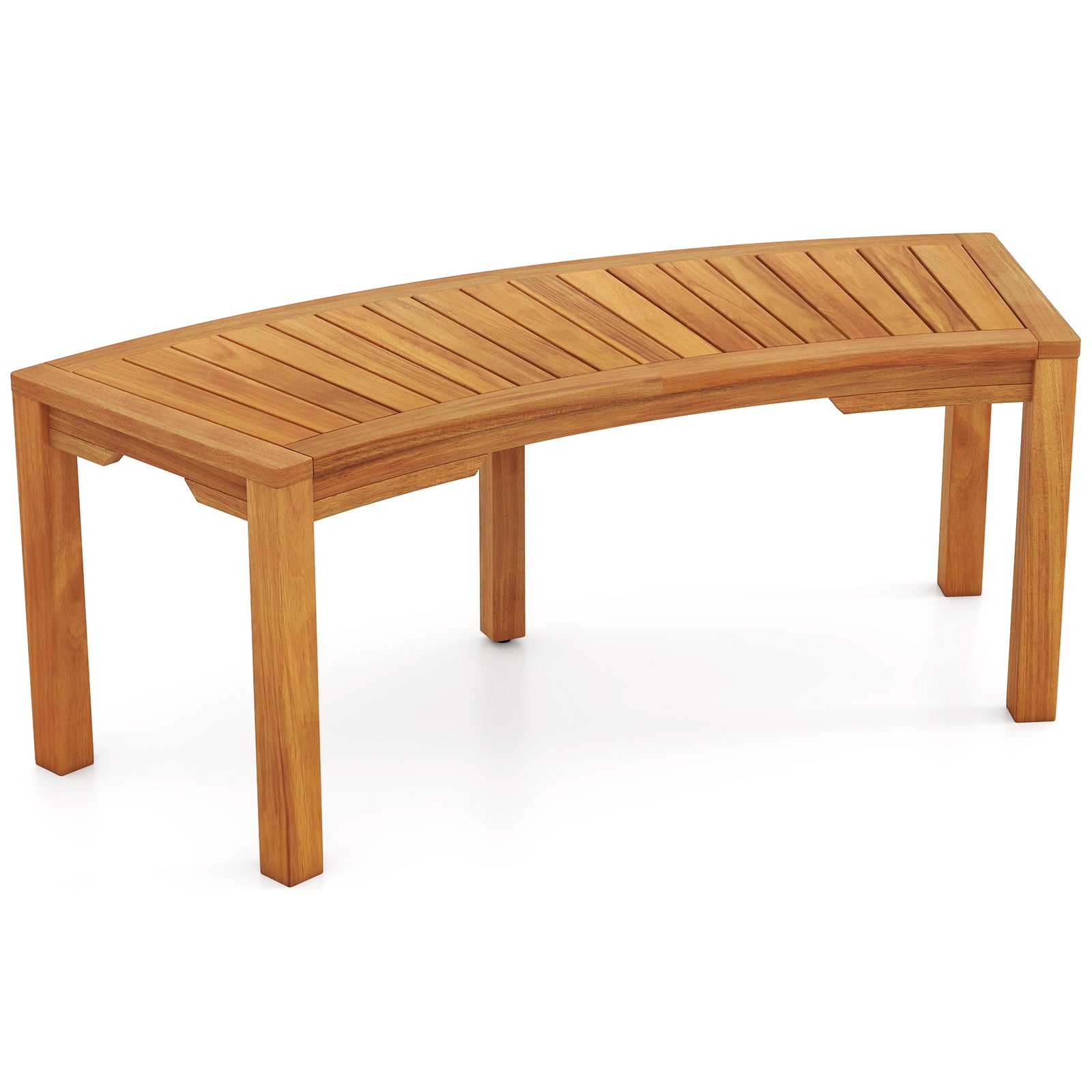 Set of 1 Outdoor Bench Acacia Wood Curved Garden Bench 2-Person, Natural Outdoor Benches Natural at Gallery Canada