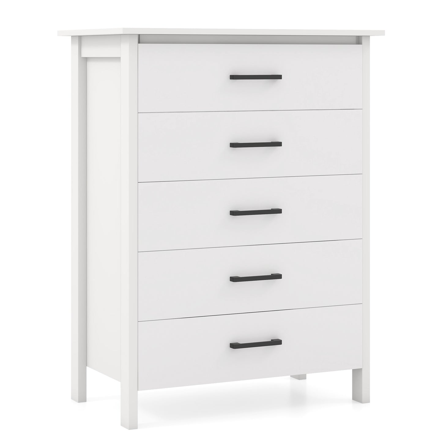 Modern 5-Drawer Multipurpose Chest Dresser with Metal Handles, White Dressers & Chests White at Gallery Canada