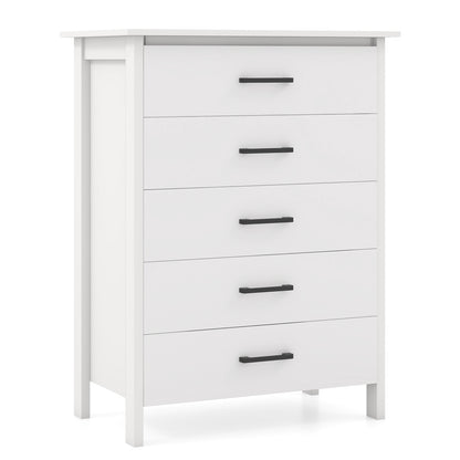 Modern 5-Drawer Multipurpose Chest Dresser with Metal Handles, White Dressers & Chests at Gallery Canada
