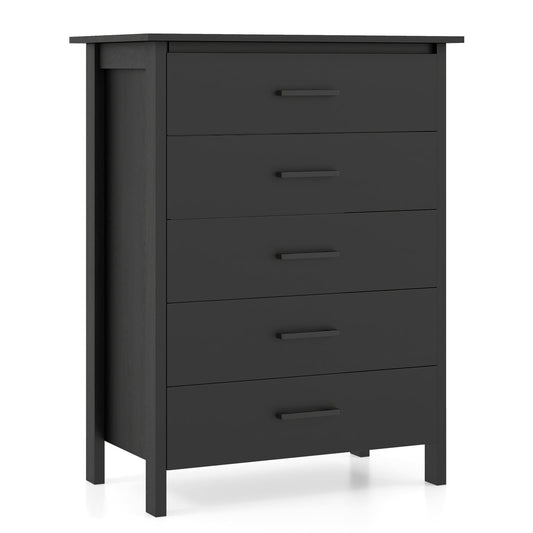 Modern 5-Drawer Multipurpose Chest Dresser, Black