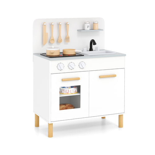 Kids Kitchen Playset With Cooking Accessories, White