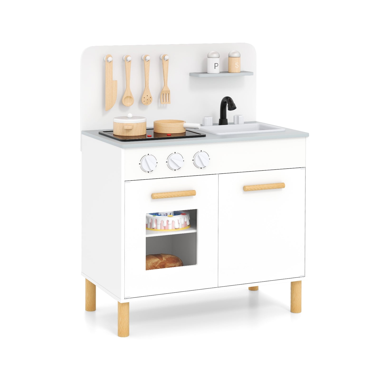 Kids Kitchen Playset With Cooking Accessories, White Play Kitchen Sets White at Gallery Canada