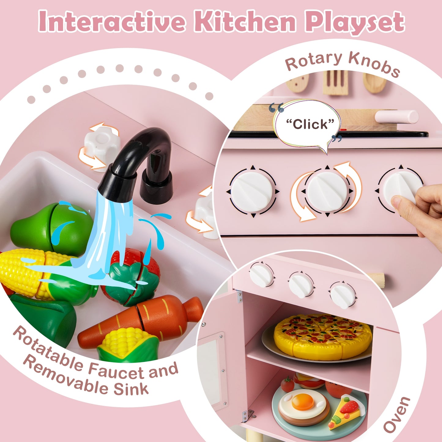 Kids Kitchen Playset With Cooking Accessories, Pink Play Kitchen Sets at Gallery Canada