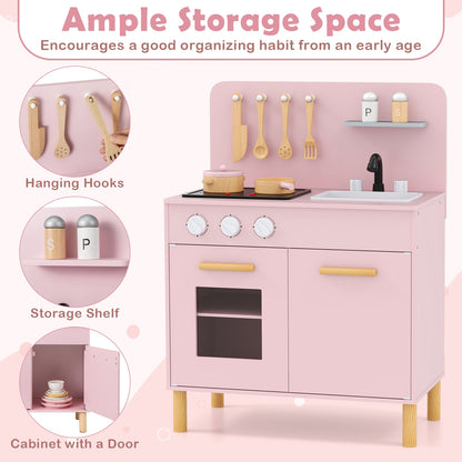 Kids Kitchen Playset With Cooking Accessories, Pink Play Kitchen Sets at Gallery Canada