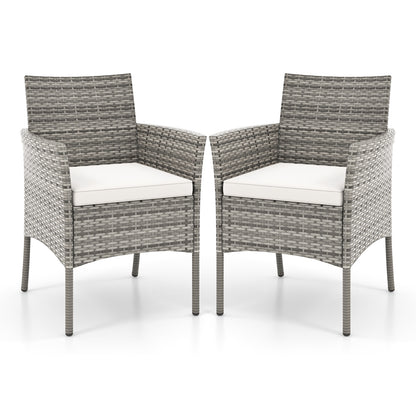 2 Pieces Outdoor PE Rattan Armchairs with Cozy Seat Cushions, White Patio Dining Chairs White at Gallery Canada