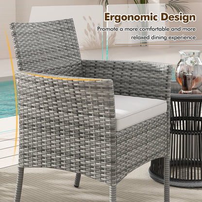 2 Pieces Outdoor PE Rattan Armchairs with Cozy Seat Cushions, White Patio Dining Chairs at Gallery Canada