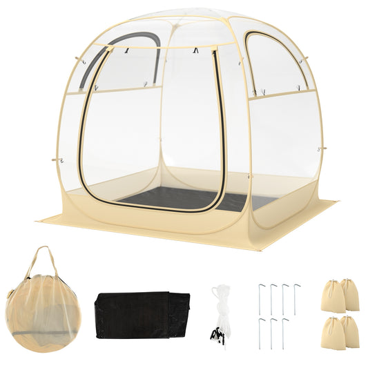 Instant Pop Up Sports Tent, Carrying Bag, Floor Mat, M, Beige Tents Beige at Gallery Canada