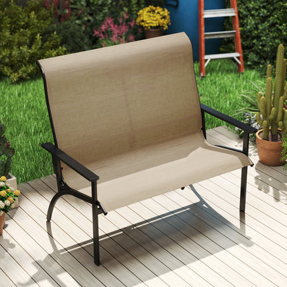 2-Person Patio Garden Bench with High Back and Armrests, Coffee Outdoor Benches at Gallery Canada