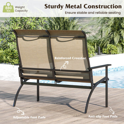 2-Person Patio Garden Bench with High Back and Armrests, Coffee Outdoor Benches at Gallery Canada