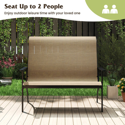 2-Person Patio Garden Bench with High Back and Armrests, Coffee Outdoor Benches at Gallery Canada