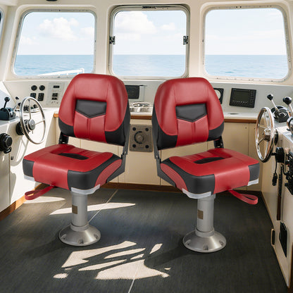 Set of 2 Folding Low Back Fishing Boat Seats with Stainless Steel Screws, Red Swimming at Gallery Canada