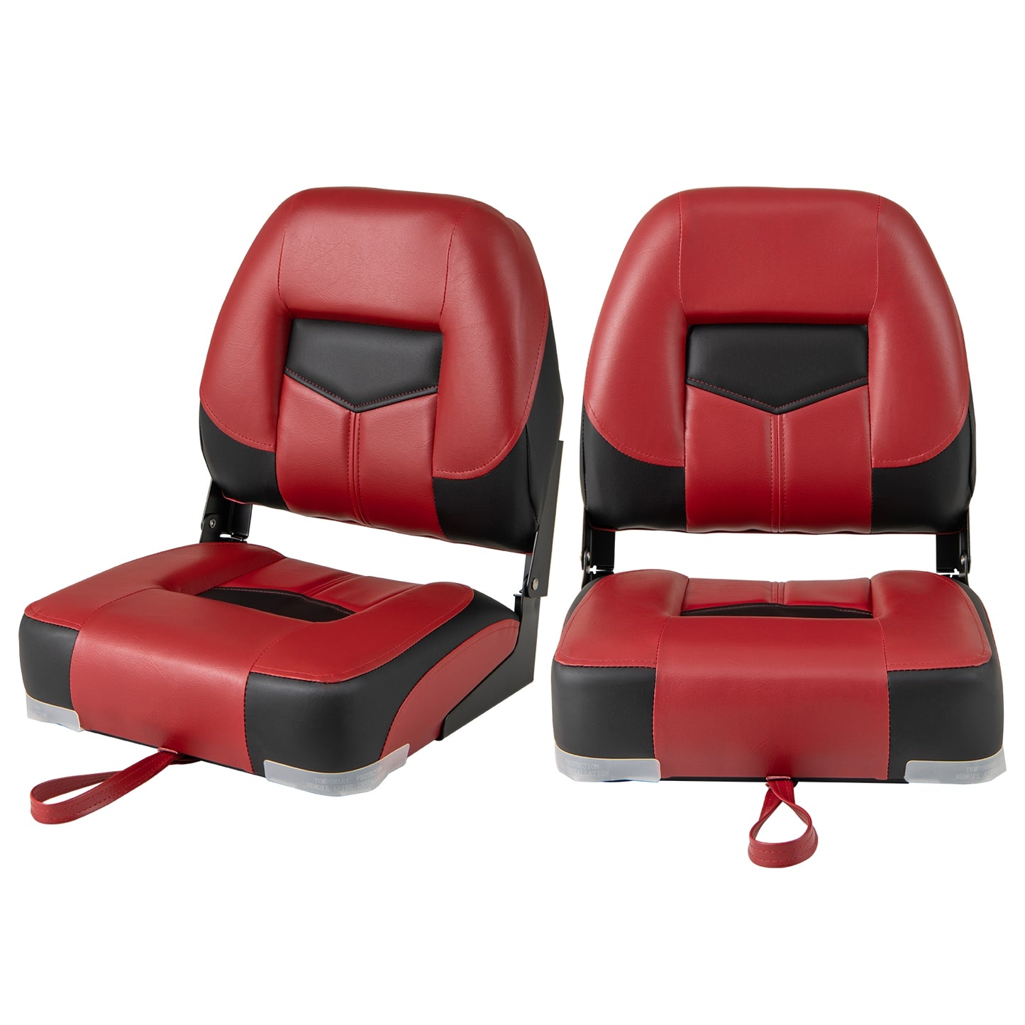 Set of 2 Folding Low Back Fishing Boat Seats with Stainless Steel Screws, Red Swimming at Gallery Canada