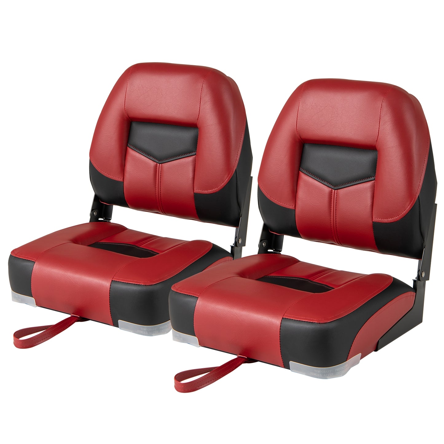 Set of 2 Folding Low Back Fishing Boat Seats with Stainless Steel Screws, Red Swimming at Gallery Canada