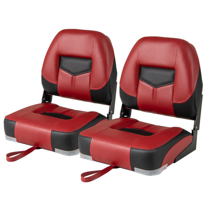 Set of 2 Folding Low Back Fishing Boat Seats with Stainless Steel Screws, Red Swimming at Gallery Canada