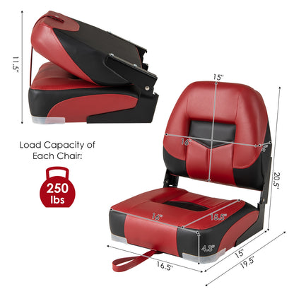 Set of 2 Folding Low Back Fishing Boat Seats with Stainless Steel Screws, Red Swimming at Gallery Canada