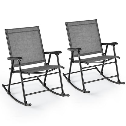 Folding Rocking Chair with Breathable Seat Fabric Set of 2, Gray Patio Rocking Chairs & Gliders at Gallery Canada