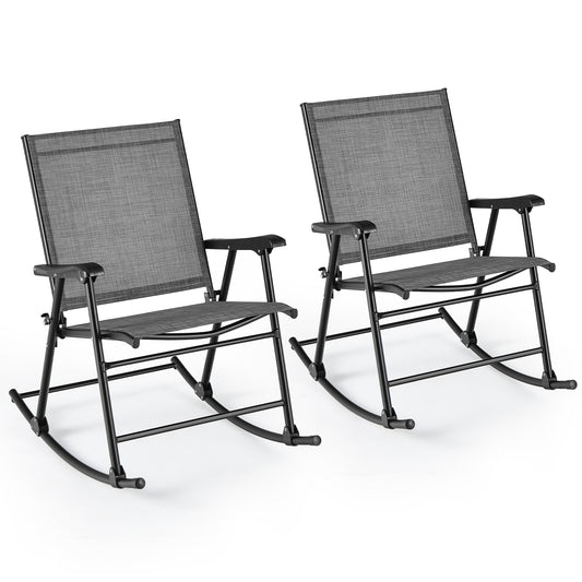 Folding Rocking Chair Set, 2, Gray Patio Rocking Chairs & Gliders Gray at Gallery Canada