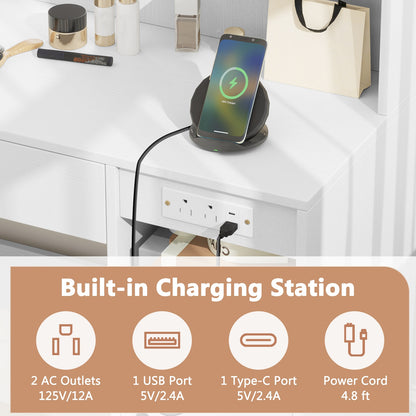 Vanity Desk with Mirror and Lights, White Makeup Vanities at Gallery Canada