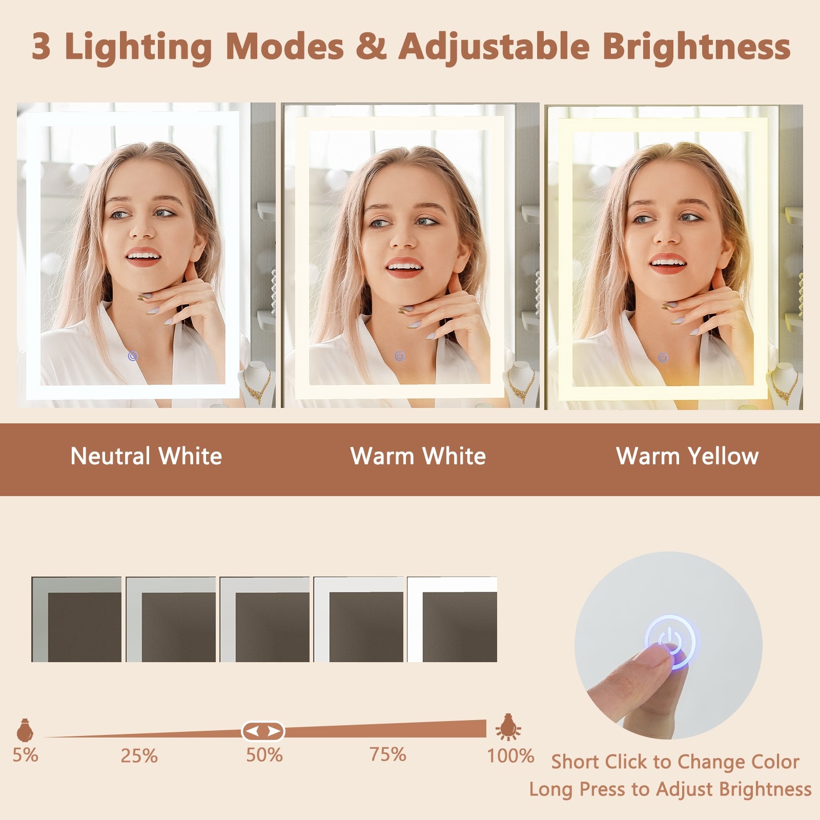 Vanity Desk with Mirror and Lights, White Makeup Vanities at Gallery Canada