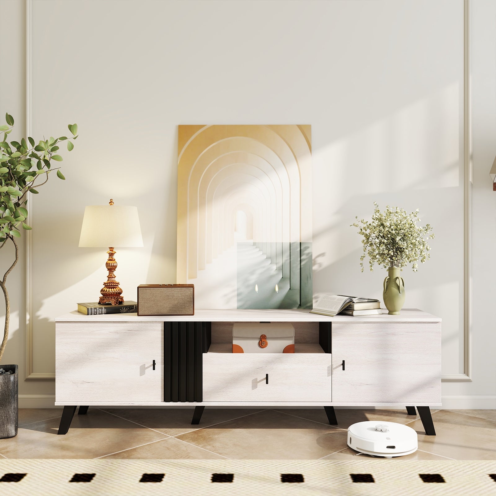 Mid Century Modern TV Stand Entertainment Center for 80" TVs, Oak Entertainment Centers & TV Stands at Gallery Canada