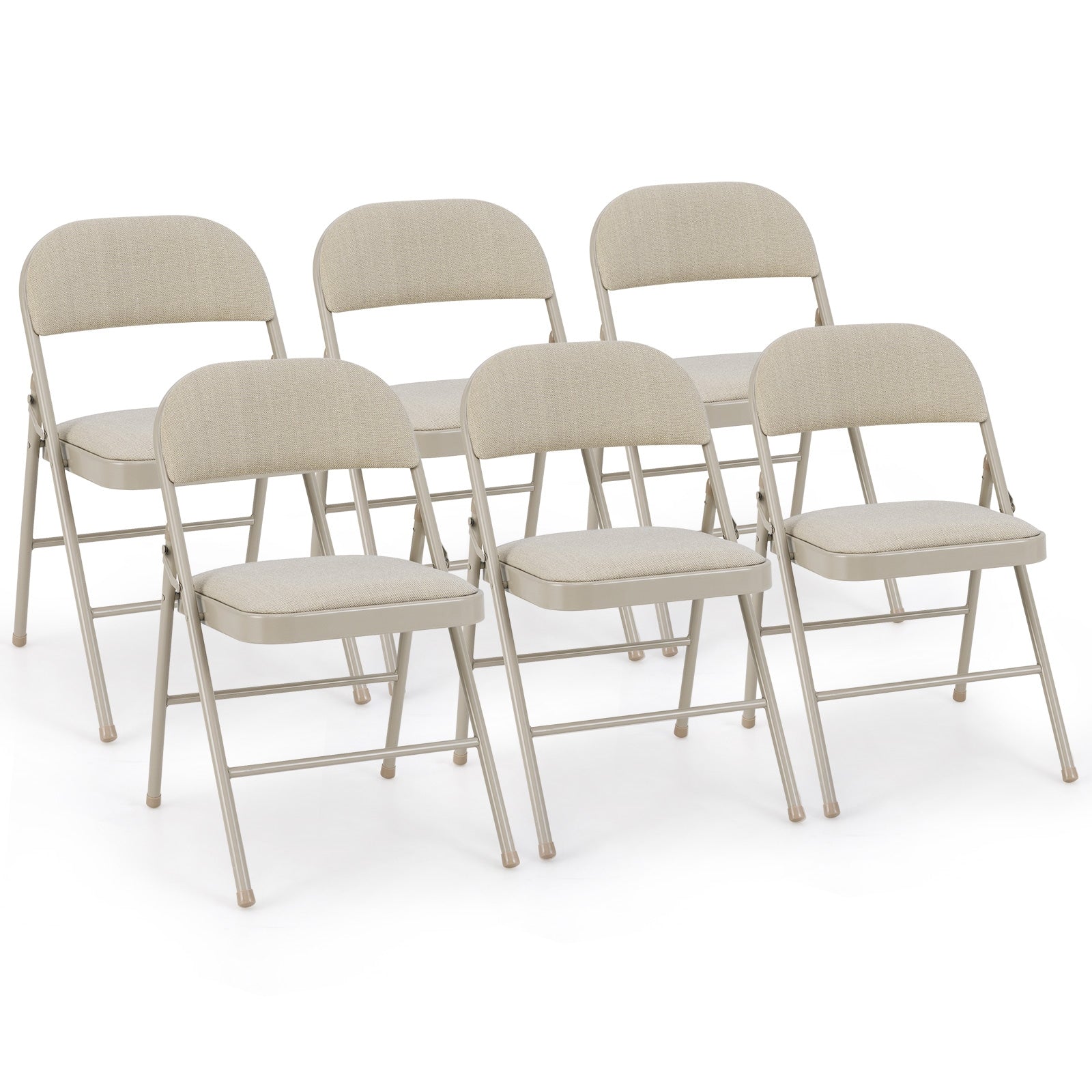 Foldable Chair Set of 6 with Padded Seat Seat and Fabric Covered Backrest-Set of 6, Beige Chairs at Gallery Canada