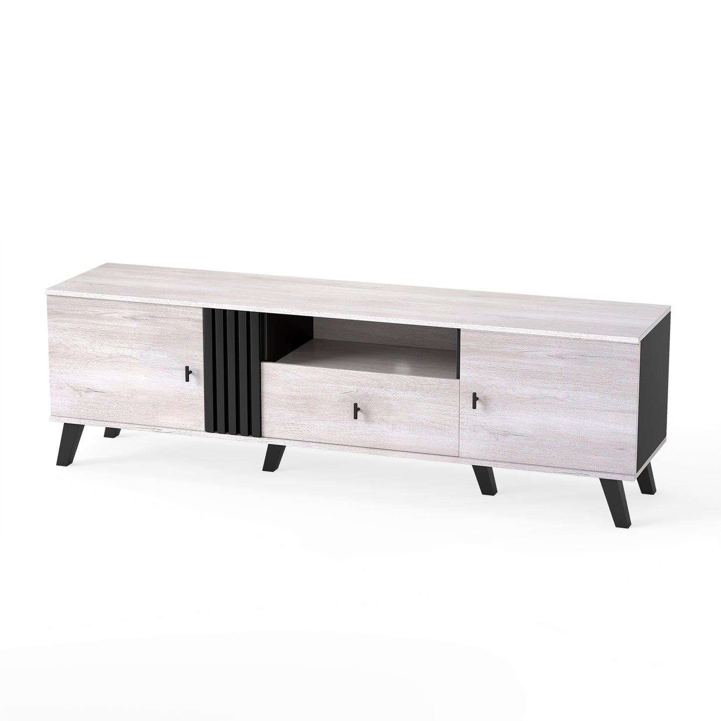 Mid Century Modern TV Stand, 80" Oak Entertainment Center Entertainment Centers & TV Stands Oak at Gallery Canada