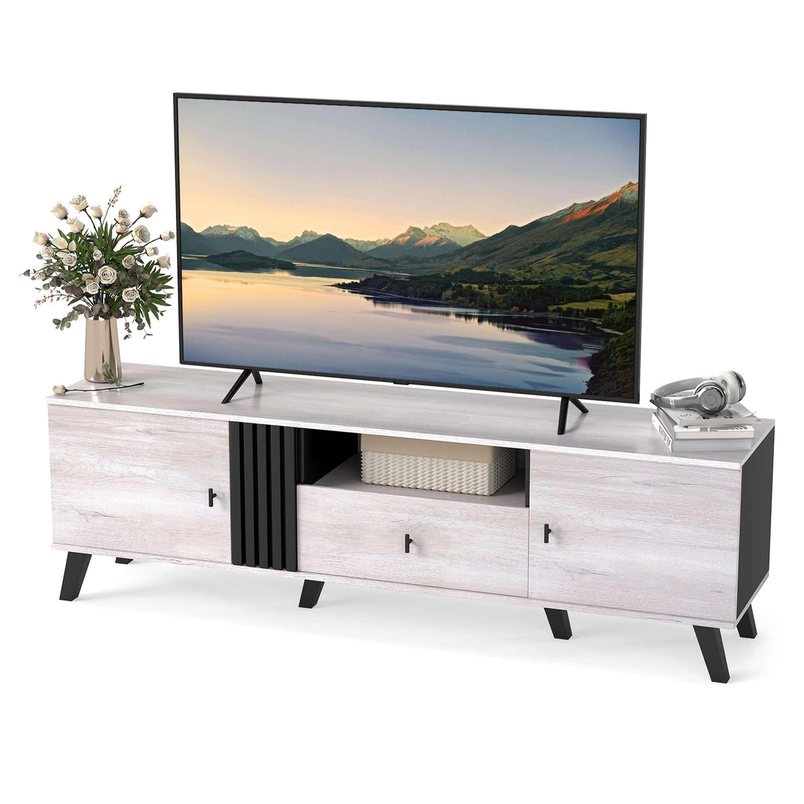 Mid Century Modern TV Stand Entertainment Center for 80