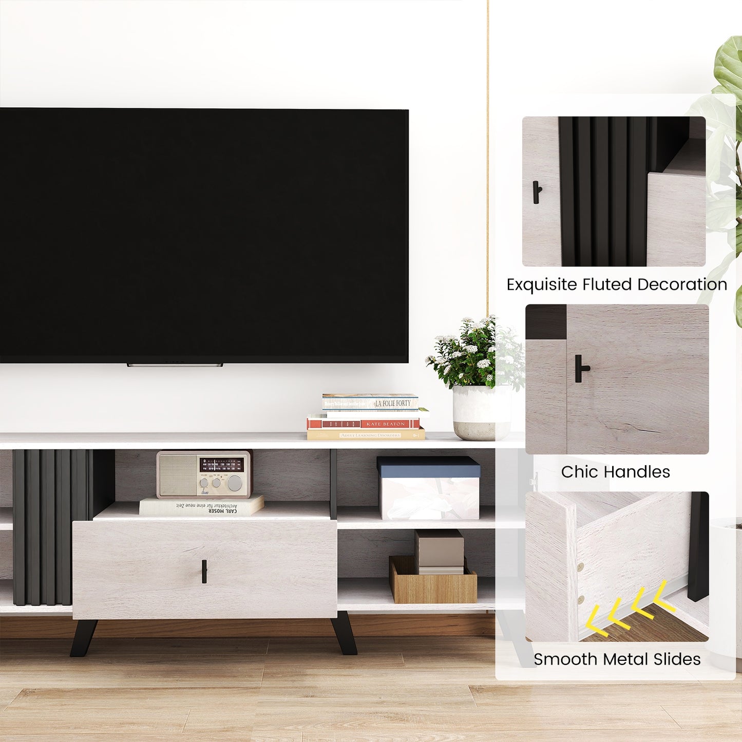 Mid Century Modern TV Stand Entertainment Center for 80" TVs, Oak Entertainment Centers & TV Stands at Gallery Canada
