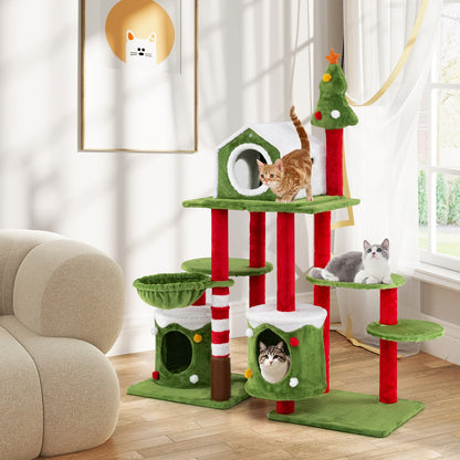58 Inch Tall Cat Tree Tower Multi-level Pet Climbing and Jumping Tower Furniture with Condos, Multicolor Cat Trees Condos & Scratchers at Gallery Canada