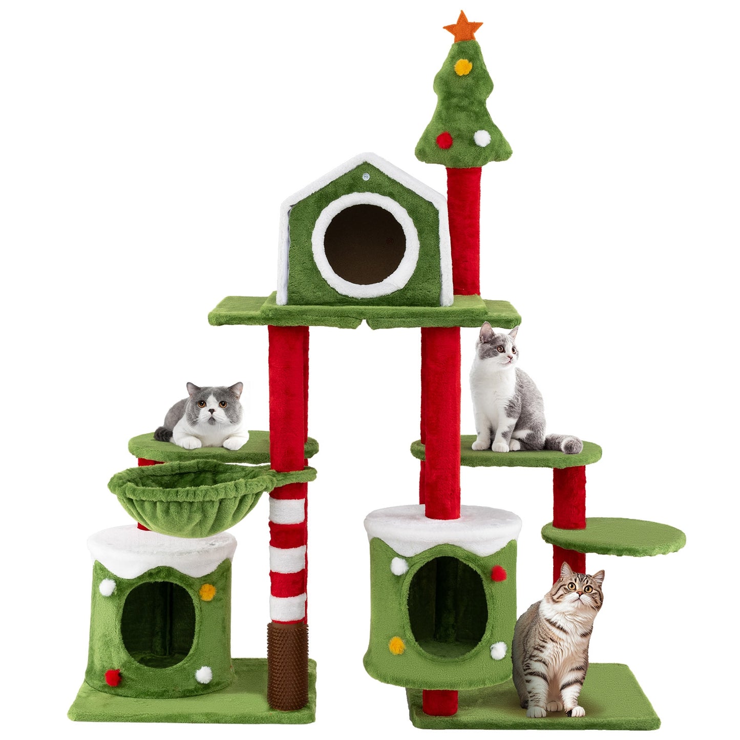 58 Inch Tall Cat Tree Tower Multi-level Pet Climbing and Jumping Tower Furniture with Condos, Multicolor Cat Trees Condos & Scratchers at Gallery Canada