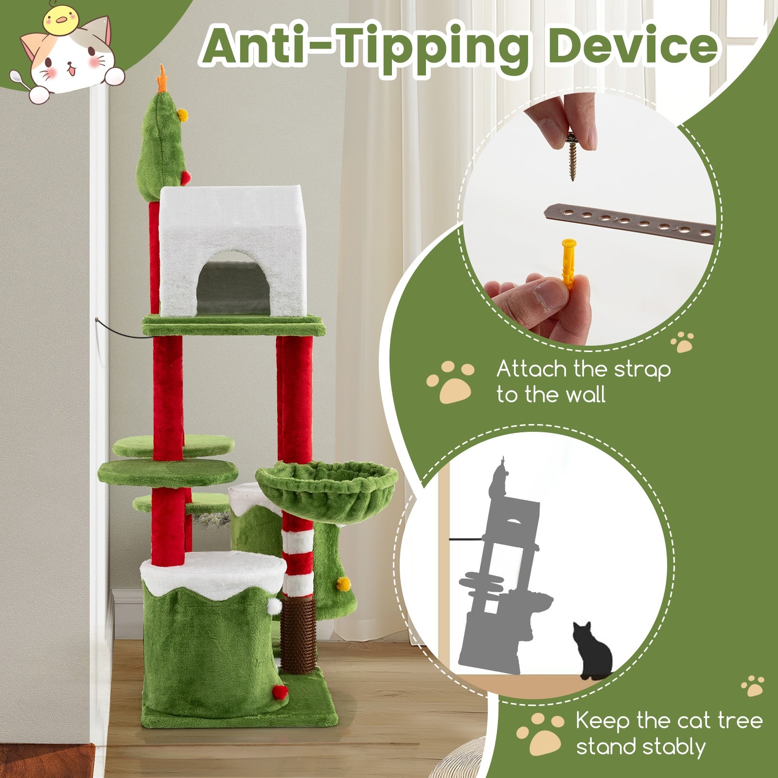 58 Inch Tall Cat Tree Tower Multi-level Pet Climbing and Jumping Tower Furniture with Condos, Multicolor Cat Trees Condos & Scratchers at Gallery Canada