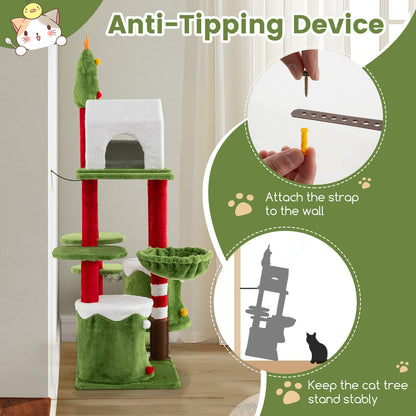 58 Inch Tall Cat Tree Tower Multi-level Pet Climbing and Jumping Tower Furniture with Condos, Multicolor Cat Trees Condos & Scratchers at Gallery Canada