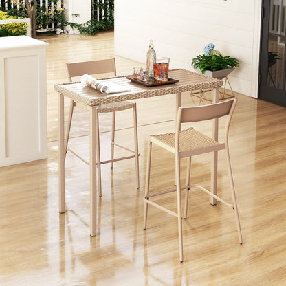 Outdoor Patio Bar Table Heavy Duty Rectangle Metal Frame, Light Brown Patio Coffee Tables at Gallery Canada