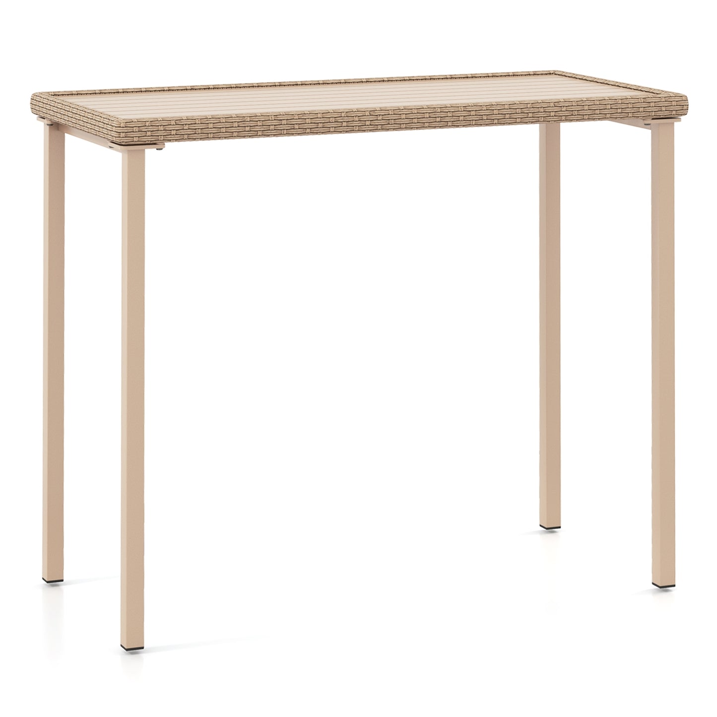 Outdoor Patio Bar Table, Heavy Duty Rectangle Metal Frame, Light Brown Patio Coffee Tables at Gallery Canada