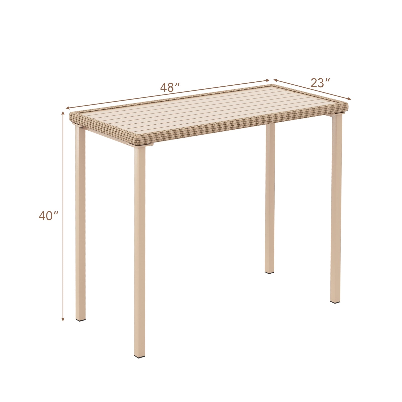 Outdoor Patio Bar Table Heavy Duty Rectangle Metal Frame, Light Brown Patio Coffee Tables at Gallery Canada
